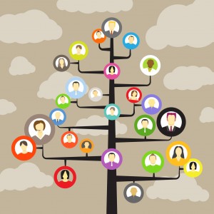 Abstract community tree with avatars of members