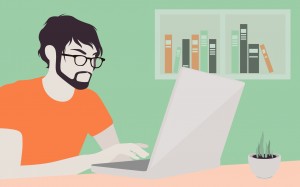 Handsome man with laptop illustration